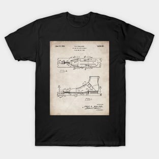 Ski Boots Patent - Snow Skier Skiing Lodge Art - Antique T-Shirt